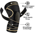 Copper Knee Braces with Strap for Knee Pain Women and Men(2 Pack), Knee Compression Sleeve for Arthritis, ACL, Meniscus Tear, Joint Pain Relief, Knee Support for Working, Running, Weightlifting(L)