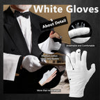 Zealor 12 Pairs White Cotton Gloves Soft Cloth Dust Hand Gloves Work for Men Women Art Crafting Handling, Eczema, BBQ, Coin Jewelry Watch Inspection, Dry Hands Sleeping, Archival, Large