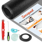 Secopad Window Screens Replacement Repair Kit, Black Screen Door Mesh Replacement Kit, Durable Fiberglass Mesh Roll with Tools for Windows Doors Patio and Porch, 39in x 118in