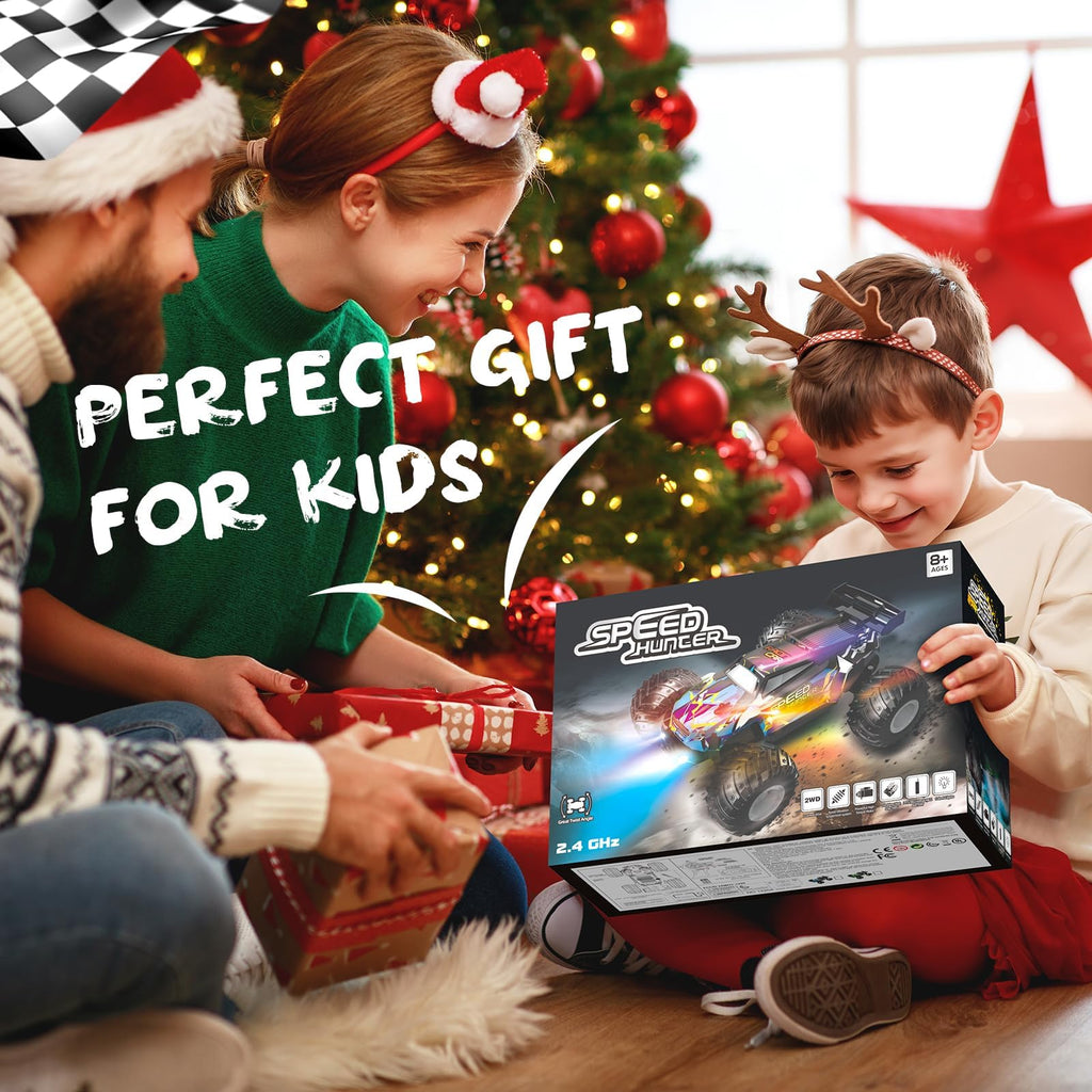 All Terrain Remote Control Car for Boy with LED Lights 2 Batteries 20 KM/H