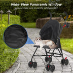 COOLCRAB Pet Stroller Oxford Cloth Foldable Dog Strollers for Small Dogs and Cats Suitable for All Road Surfaces Wide-View Panoramic Window 4 Wheels with Brakes Portable Design, Easy to Store (Grey)