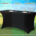 Obstal 6ft Stretch Black Spandex Table Cloth 2 Pack for Folding Tables