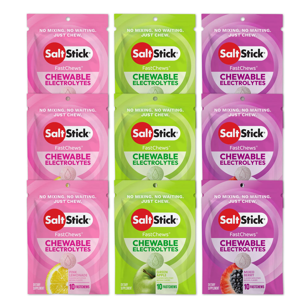 SaltStick Electrolyte FastChews - 90 Count Sunshine Variety Pack of Resealable Chewable Electrolyte Tablets for Hydration, Salt Tabs
