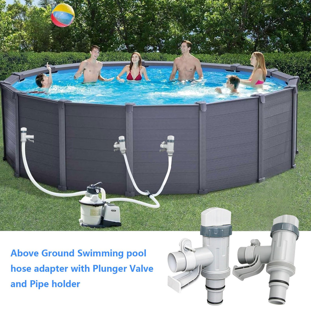 CanyRoom Plunger Valve with Pipe Holder – Pool Hose Adapter for Above Ground Pools, Pool Pump Hose Replacement Parts (2 Pack)