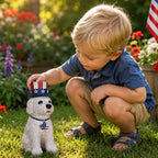 Nacome Solar Dog Garden Statue: American Flag Figurine for Patriotic Outdoor Lawn Porch Patio Yard Decorations - Gifts for Mom Grandma Women