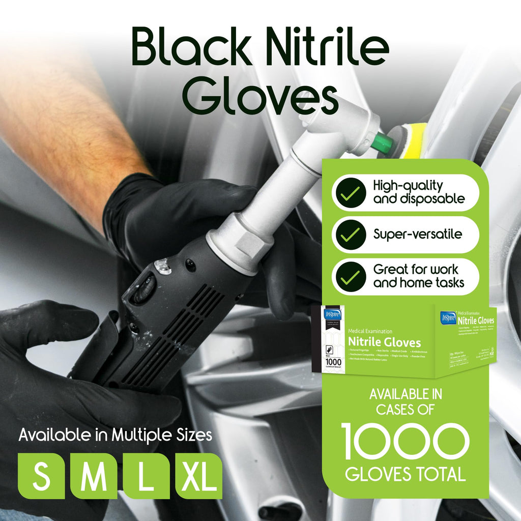 Inspire Black Nitrile Gloves | THE ORIGINAL Quality Black Gloves Disposable Latex Free | 4.5 Cooking (Nitrile, XL)