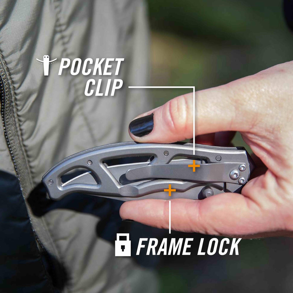 Gerber Gear Paraframe I EDC Folding Pocket Knife, 3" Fine Edge with Safety Frame Lock, Stainless Steel, Grey