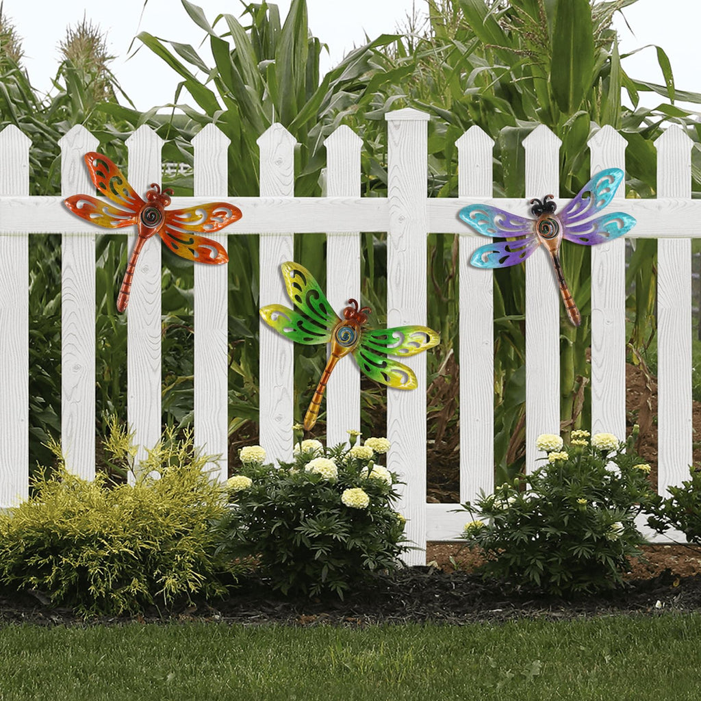 BVLFOOK Metal Dragonfly Wall Art, Metal Indoor Outdoor Fence Wall Decor