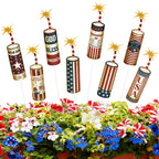8 Pcs 4th of July Metal Firework Garden Stakes, American Flag Yard Sign, Patriotic Independence Day Memorial Day Decor for Outdoor Lawn, Yard, Garden, Walkway (Fireworks)