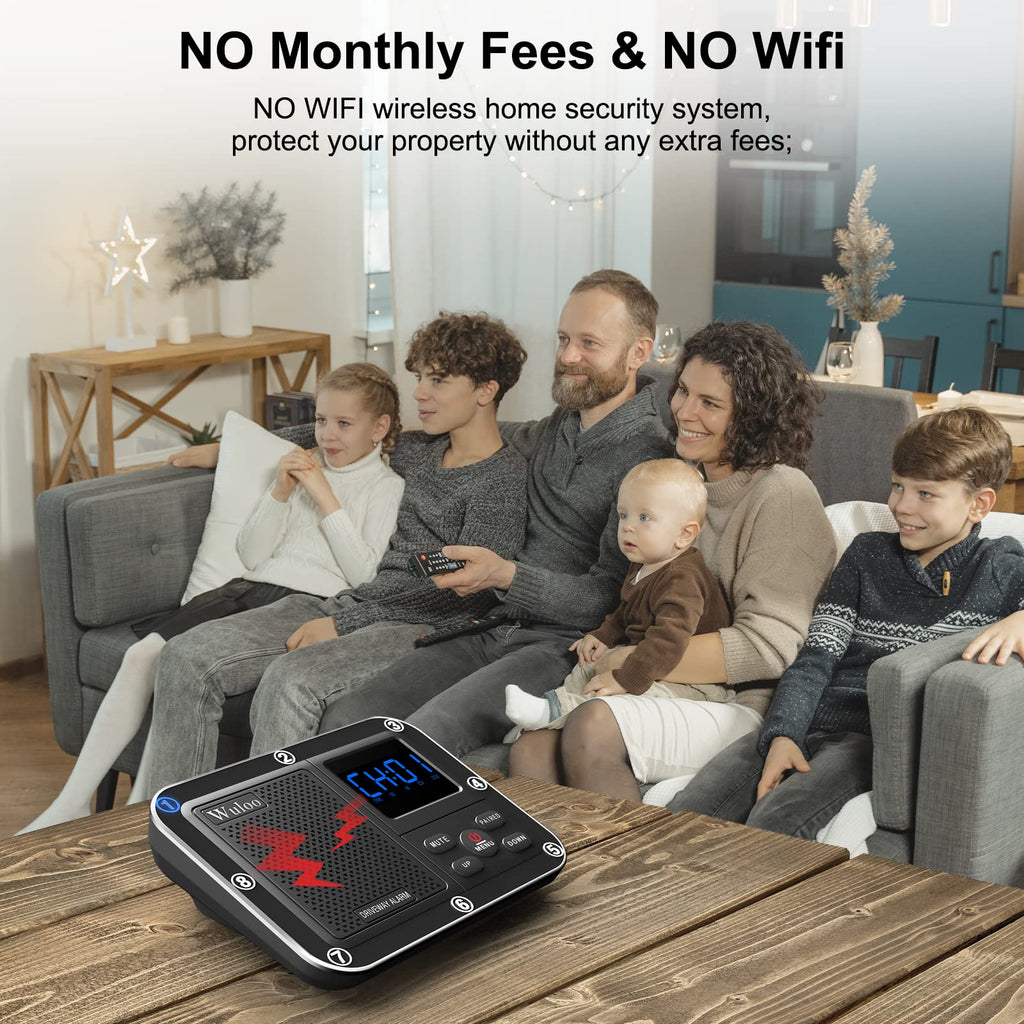Wireless Alarm System for Home Security Expandable - 6-Piece Kit Include Doorbell, Door Alarm, and Solar Driveway Alarm - Chime/Sensitivity Adjustable NO Wi-Fi NO Monthly Fee With Rechargeable Battery