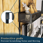 Consumest Over The Door Hooks Organizer - 3 Tier Door Hanger with 9 Coat Hooks & 2 Mesh Basket, Back Storage Organizer Hanging Towels for Bathroom, Bedroom, Black