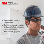 3M Safety Glasses, Virtua, 20 Pair, ANSI Z87, Unisex, Gray Hard Coat Lens, Gray Frame, Affordable Eye Protection, Lightweight, Wraparound Coverage, UVA, UVB, UVC