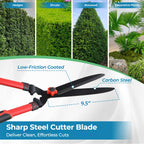 Hedge Shears, Sharp Hedge Clippers for Gardening, 21 inch High Carbon Steel Manual Hedge Trimmer with Ergonomic Anti-slip Handle, Labor-saving Long Garden Shears for Shrubs Bushes Lawn Yard Trimming