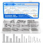 LRVOJUY Cotter Pin Assortment Kit, 180PCS Cotter Pins 6 Sizes Premium 304 Stainless Steel Heavy Duty R Clips Set, Hardware Pins for Automotive, Trailer, Pin Lock System