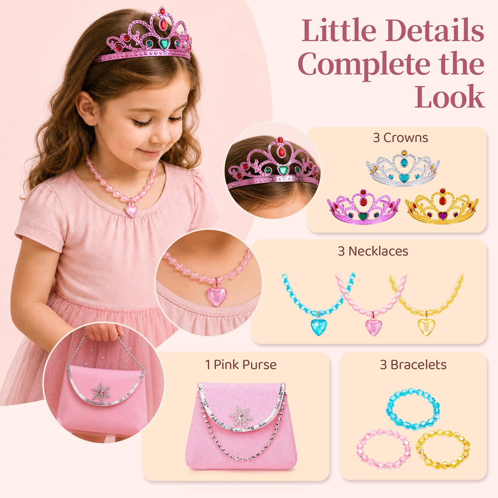Meland Princess Dress Up Set for Girl Age 3-6 with Her First Heels & Skirts