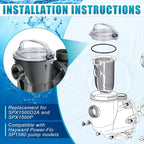 ComfyKit Pool Pump Lid and O-Ring Replacement Compatible with Hayward Power-Flo SPX1500D2A, Clear Pump Strainer Cover for Above Ground Pool Pump