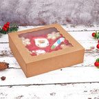 Tcoivs 20-Pack Pie Boxes 10" x 10" x 2.5", Bakery Boxes with Window, Auto-Popup Cookie Boxes for Pies, Cookies and Pastries (Brown)