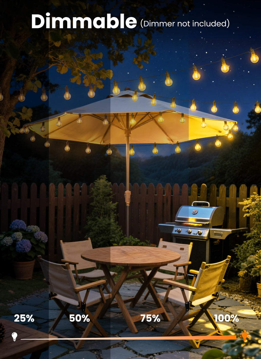 SmartDawn Outdoor String Patio Lights, 200FT 100 LED Patio Lights Waterproof, Connectable Shatterproof Hanging Outside String Light for Backyard, Porch, Deck, Balcony, Garden, House Decor, 2200K
