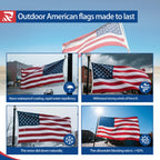 American Flag Made in USA, 3x5 FT Heavy Duty Nylon Outdoor Flag, Super Durable for All-Weather High Wind Use, Fade-Resistant, UV-Protected & Tear-Proof, Longest-Lasting Embroidered Stars US Flag.