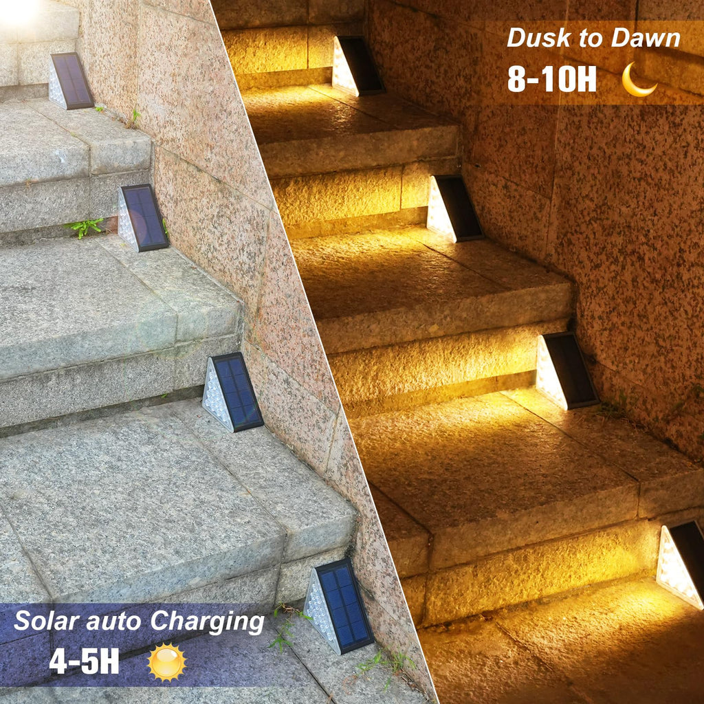 VOLISUN Solar Step Lights for Outside, Solar Stair Lights Outdoor Waterproof IP67, LED Outdoor Step Light, 80 Lumen, Deck Light for Outside, Front Porch and Patio(Black,16 Pack)