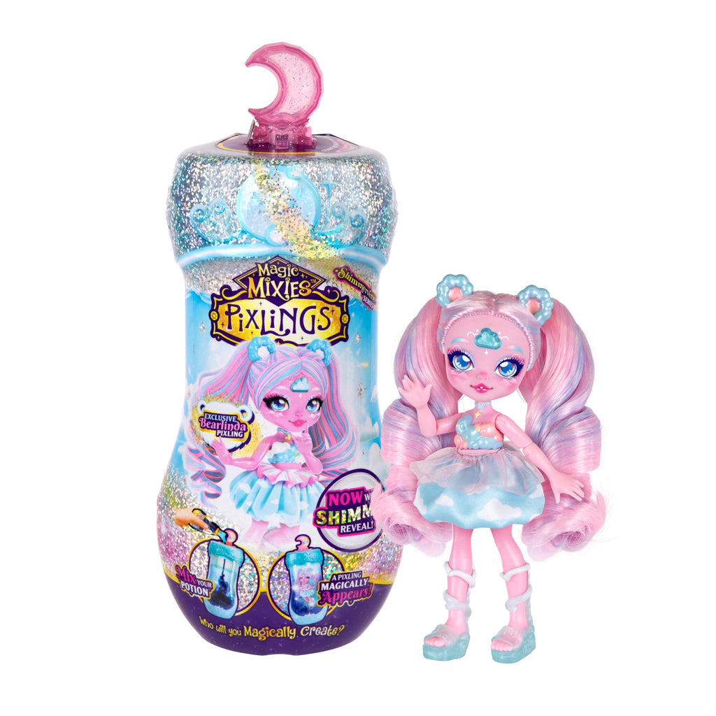 Magic Mixies Pixlings Shimmerverse Series, Create & Mix A Magic Shimmering Potion to Magically Reveal Bearlinda The Polar Bear, This Beautiful 6.5" Fashion Doll Appears Inside The Potion Bottle