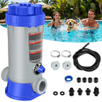 SeaSlep Off-Line Automatic Pool Chlorinator with Adjustable Output, Automatic Chlorine Feeder with 9.0 Lbs Capacity,Easy to Install Off Line Chlorinator for Inground Pool,Compatible with Hayward(Blue)