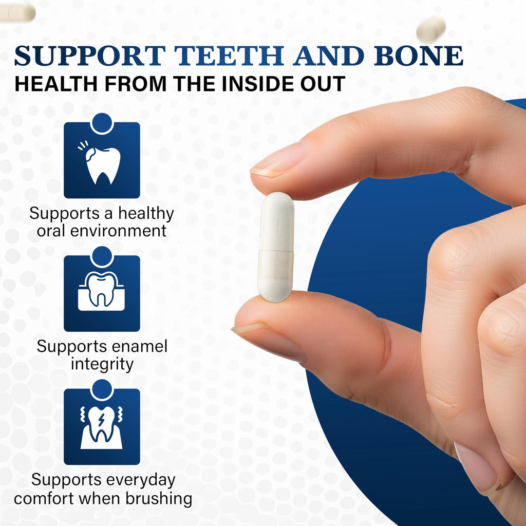 Living Well with Dr. Michelle Tooth & Bone Formula - Supplement with Calcium for Bone Strength & Tooth Enamel Support, D3 + K2, 120 Capsules, Non-GMO, Gluten-Free
