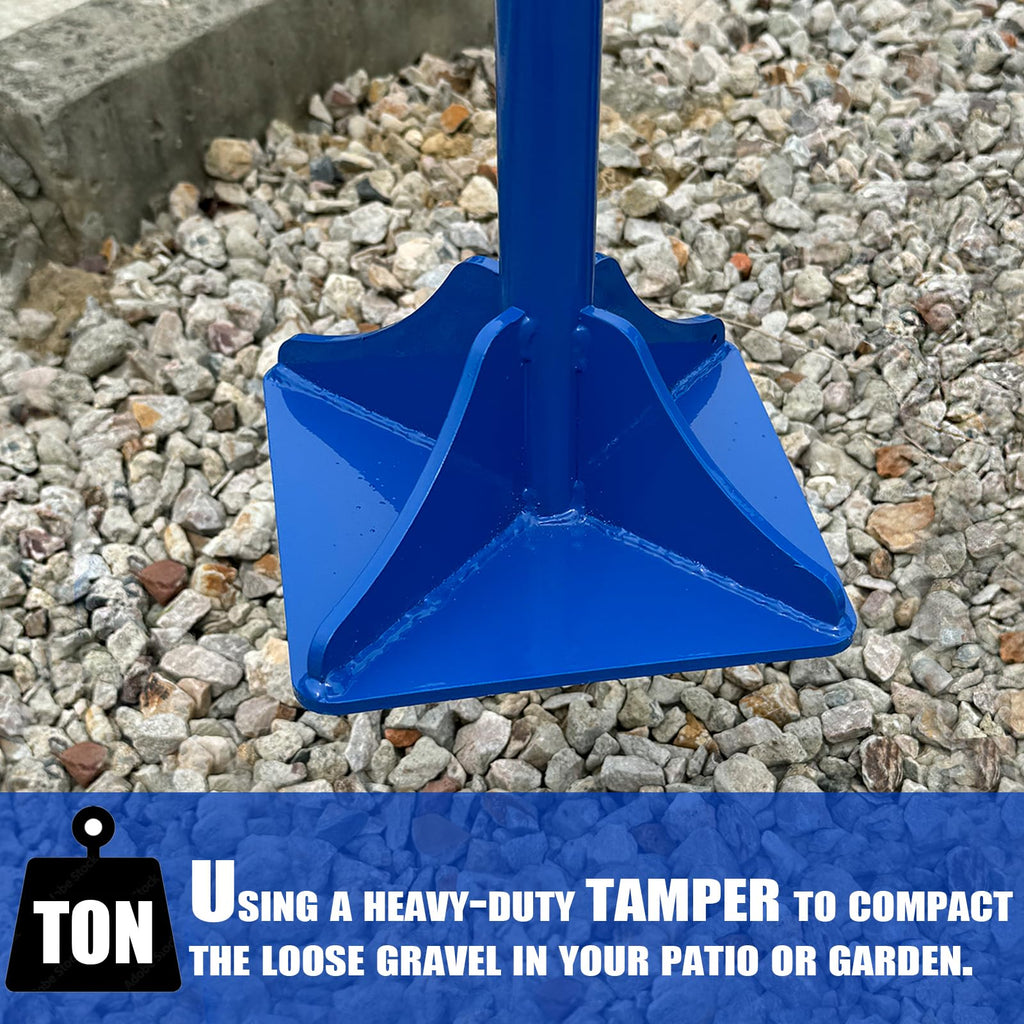 Moosefield Fully Welded Steel Heavy Duty Soil &A sphalt Tamper 8"x8" with 45 inch Handle Garden Landscaping Hand Rammer Compactor for Earth, Gravel and Dirt Pavement Compaction Paver Tool Trash Tamper