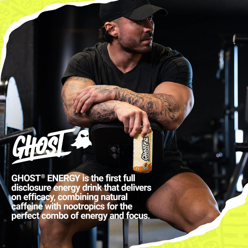 GHOST Energy Drink, Zero Sugars, 12-Pack, Orange Cream, 16oz