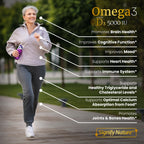 SIGNIFY NATURE Omega 3 Fish Oil Supplement with Vitamin D3 5000 IU - 1000mg Triglyceride Capsules for Brain Health - Omega3 EPA DHA + VIT D 3-90CT