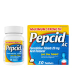 Pepcid AC Maximum Strength Heartburn Relief Tablets, OTC Medicine Prevents & Relieves Heartburn & Acid Reflux Due to Acid Indigestion, 20mg Famotidine Acid Reducer, Fast-Acting, 50 ct