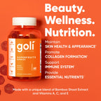 Goli Superfruits Beauty Gummies with Bamboo Silica - Vitamins A, C, E, Zinc - Collagen Support with Superfruit Blend - Vegan, Non-GMO, Gluten-Free - 60 Count (Pack of 3)