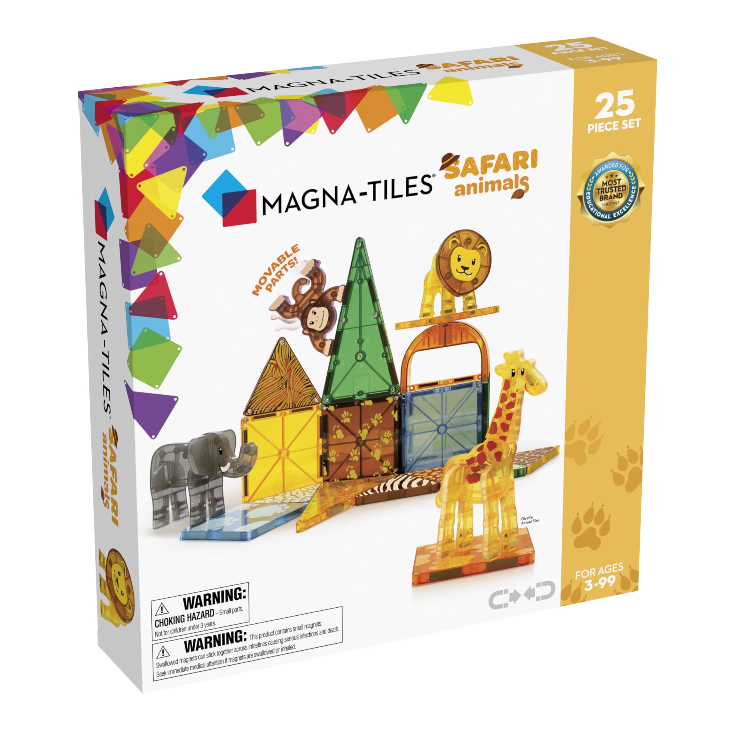 MAGNA-TILES Safari Animals 25-Piece Magnetic Construction Set, The ORIGINAL Magnetic Building Brand