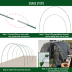 MAXPACE Greenhouse Hoops Kit, DIY 8ft Grow Tunnel, Fits Raised Garden Beds 2.8ft Wide & Up, 50 Pcs Rust-Proof Fiberglass Frame Support Rods for Row Cover, Shade Cloth, Frost Netting & Plant Stakes