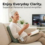 SuperEar SE9000HP Hearing Amplifier – Rechargeable Personal Sound Amplification System with Headphones & Earbuds, 50dB Boost, 3-Tone Selection