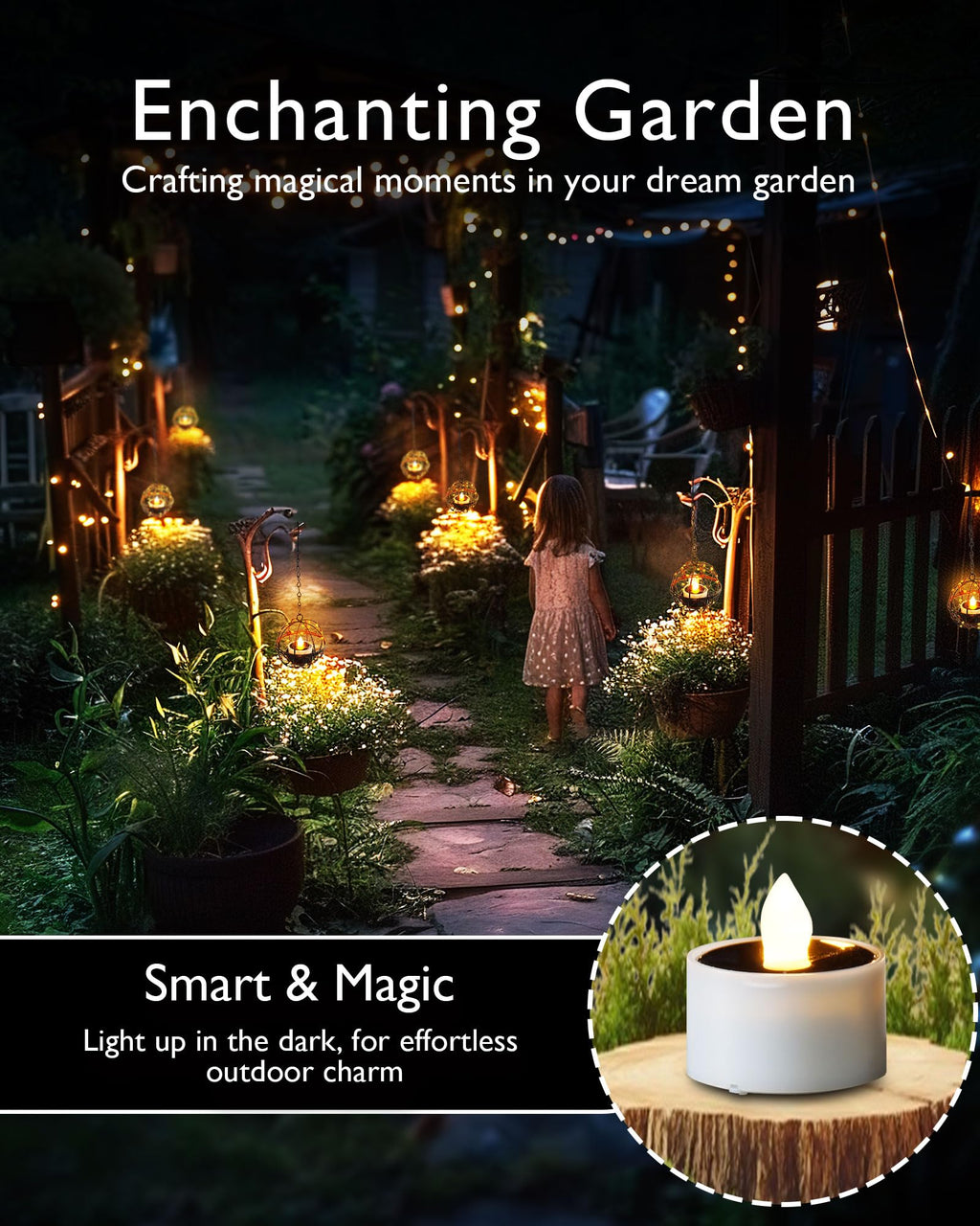 Homemory 16Pcs Solar Tea Lights Outdoor Waterproof, Rechargeable Dusk to Dawn Lighting, Flameless Flickering LED Votive Candles for Fairy Garden Decor, Patio Tables, Christmas Lanterns, Windows