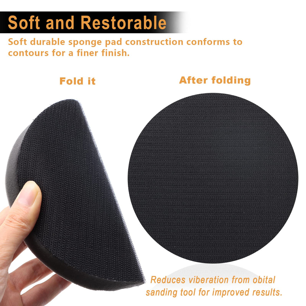 SIJDIEE 3 Pack Interface Pads, 6 Inch Hook and Loop Soft Density Sponge Cushion Buffer Backing Pad, Foam Sanding Interface Pads for Orbital Sander Automotive Woodworking Polishing