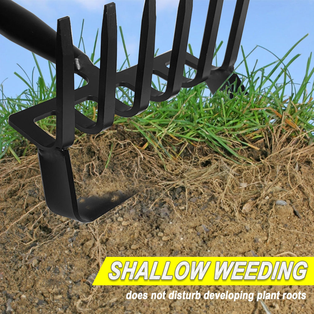 4-Tines Rake and Stirrup Hoe - Stainless Steel Cultivator for Gardening