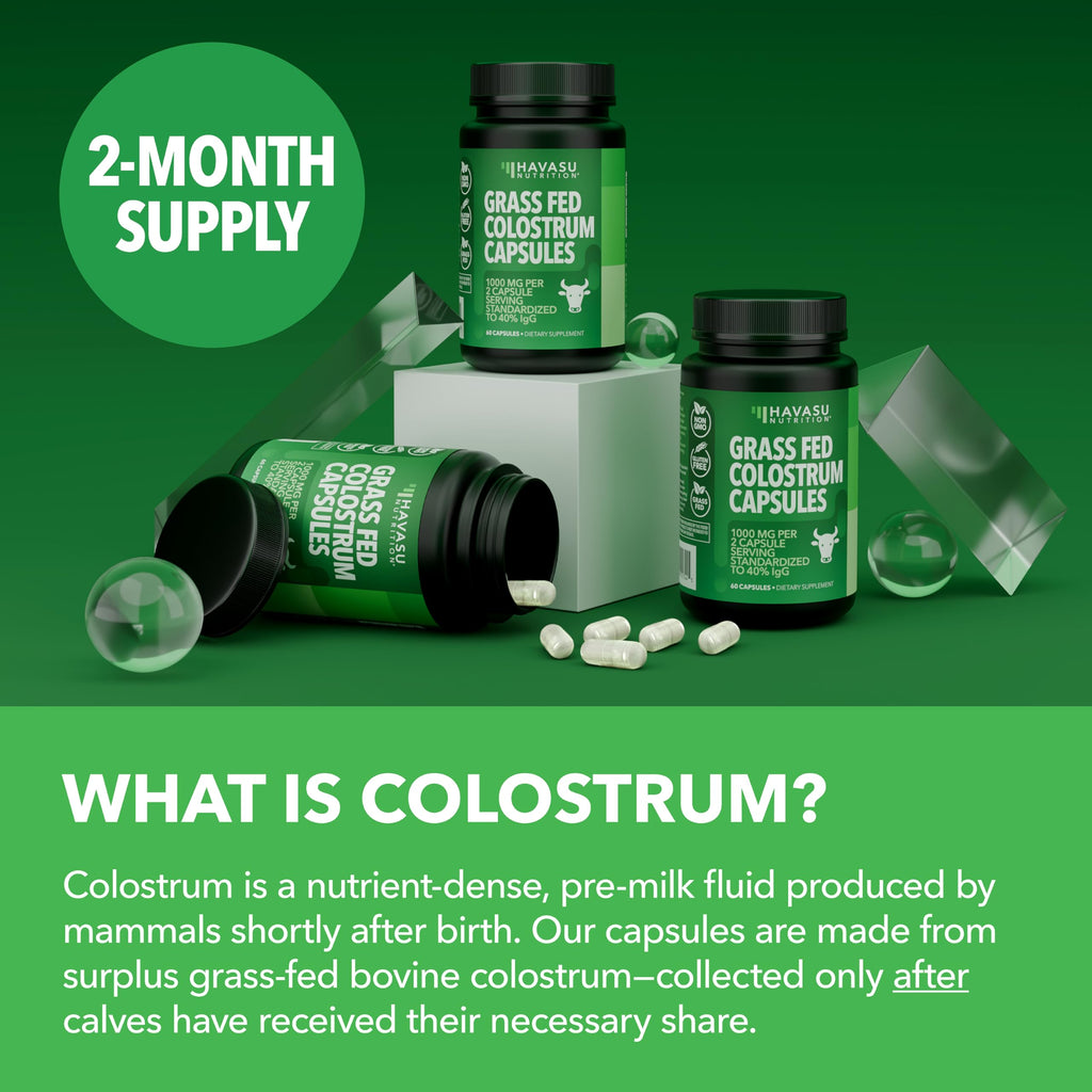 Grass Fed Colostrum Supplement for Immune and Gut Health, 2 Month Supply