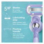 Gillette Venus Razor for Women, Extra Smooth Contour, Includes 1 Reusable Razor Handle + 4 Count 5-Bladed Razor Refills, with Flexiball Pivoting Handle and Shower Holder