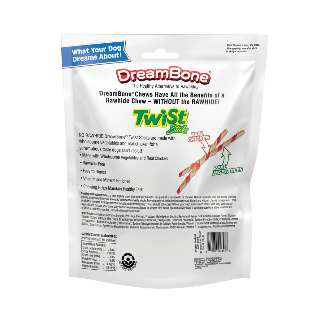 DreamBone Twist Sticks Rawhide-Free Dog Treats with Real Protein, 100 Count