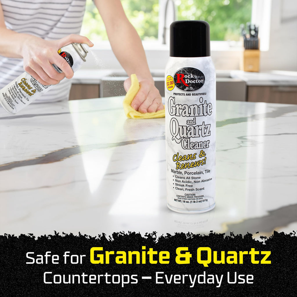 Rock Doctor Granite Cleaner - Cleans& Renews Surfaces - (18 oz) Surface Cleaner Spray, Granite/Marble Countertop Cleaner, Cleaning Spray for Vanity, Table Top, Kitchen Counters, Stone Surfaces
