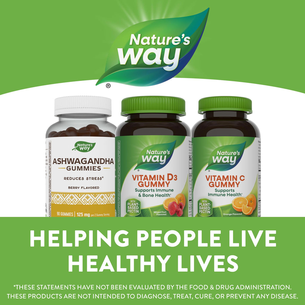 Nature's Way Vitamin D3 Gummies, Supports Immune and Bone Health*, 2000 IU (50 mcg) per 2-Gummy Serving, Vitamin D3 2000IU per 2 Gummies, Mixed Fruit Flavored, 120 Count (Set of 2)