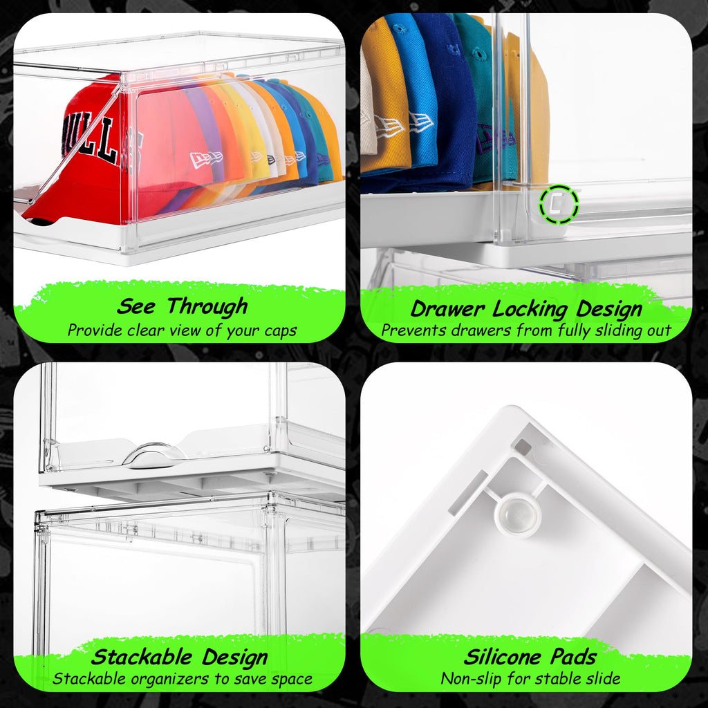 Vtopmart 2 Pack Stackable Baseball Caps Organizer, Each Holds 12 Hats