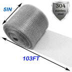 Wire Mesh Hole Fill Fabric 5 in X 103Ft, Weep Holes Filler and Covers, Upgraded Stainless Steel Wire Mesh, Flexible Stretchy Hardware Cloth for Garden House and DIY, Mice Control Rodent Barrier
