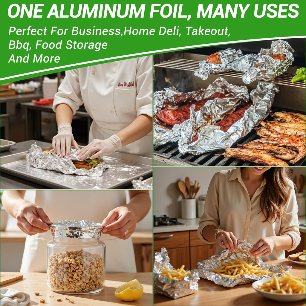 Aluminum Foil Sheets, 400 Count Tin foil,12" x 10.5" Pre-Cut Pop-Up Dispenser for Food Wrap, Hot Dog or Sandwich Wrap,Food Storage, Baking, Catering, Restaurant,Kitchen Use (Silver, 12 Inch)