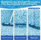 POOLAZA Pool Brush with Rotatable Handle,17.5" Pool Brush Head for Inground Pools, Above-Ground & Vinyl Pools, Heavy-Duty Pool Brushes for Cleaning Pool Walls