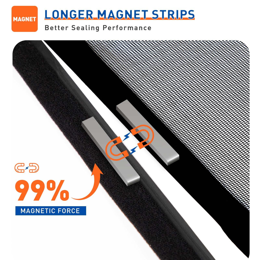 MAGZO Magnetic Screen Door Fit Door Size 72 x 80 Inches, Actual Screen Size 74 x 81 Inch Heavy Duty Side Opening Polyester Screen Curtain for Sliding Door Broader View, Black