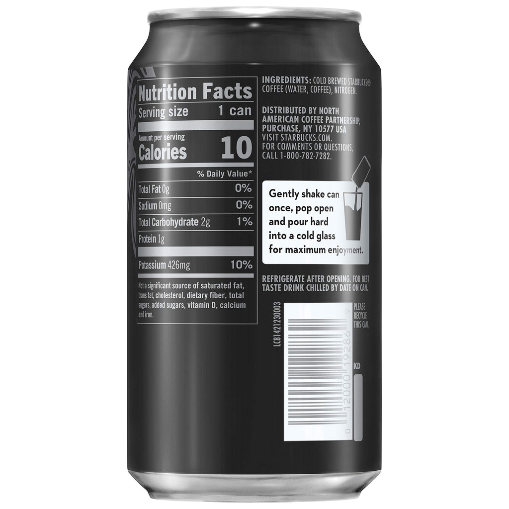 Starbucks - RTD Coffee Nitro Cold Brew, Black Unsweetened, 9.6 fl oz Cans (8 Pack), Iced Coffee, Cold Brew Coffee, Coffee Drink