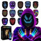 LED Light Up Mask with Gloves Set, Halloween Costume Cool Stuff for Adults